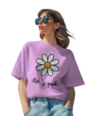 Women's Life is Good Printed Cotton Graphic Tee