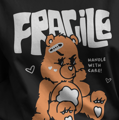 Women's Cute Fragile Teddy Bear Graphic Tee