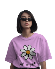 Women's Life is Good Printed Cotton Graphic Tee